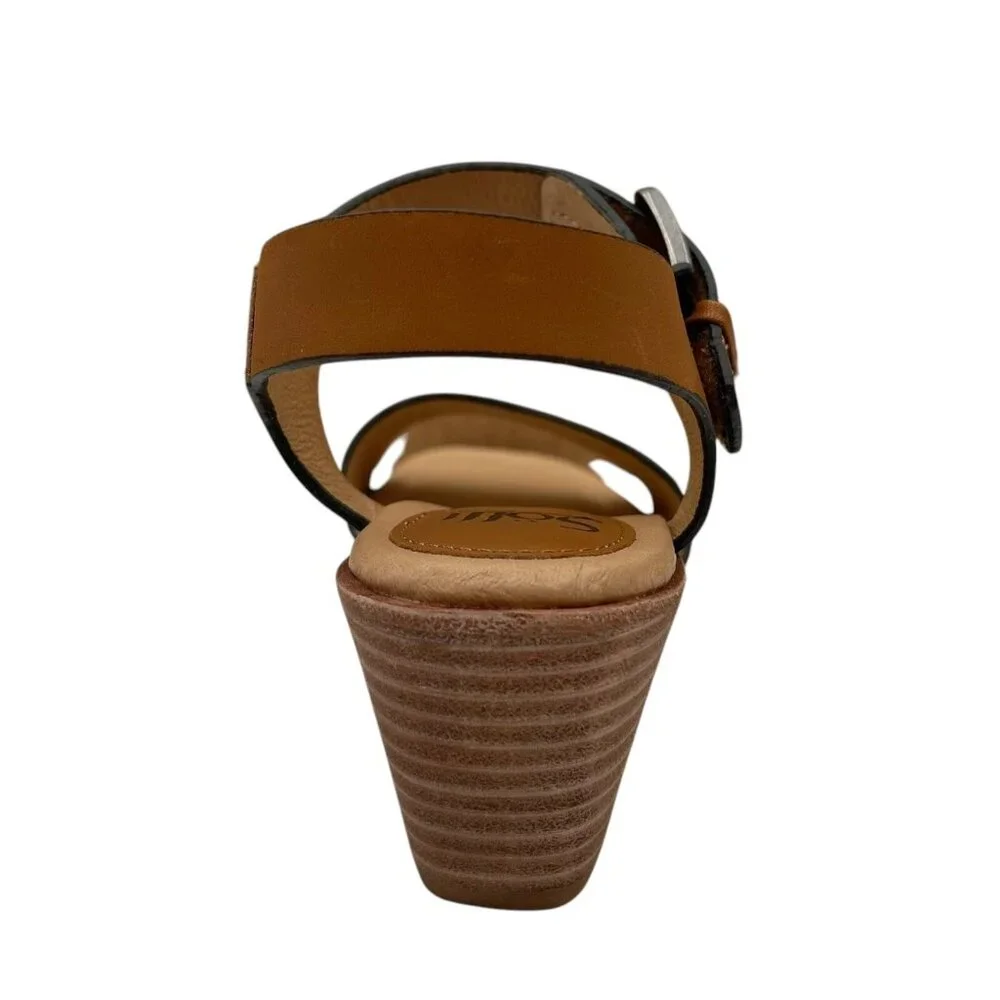 Sofft Garin Women’s Wedge Sandals Size 8.5‎ Brown Open-toe Hook & loop Closure